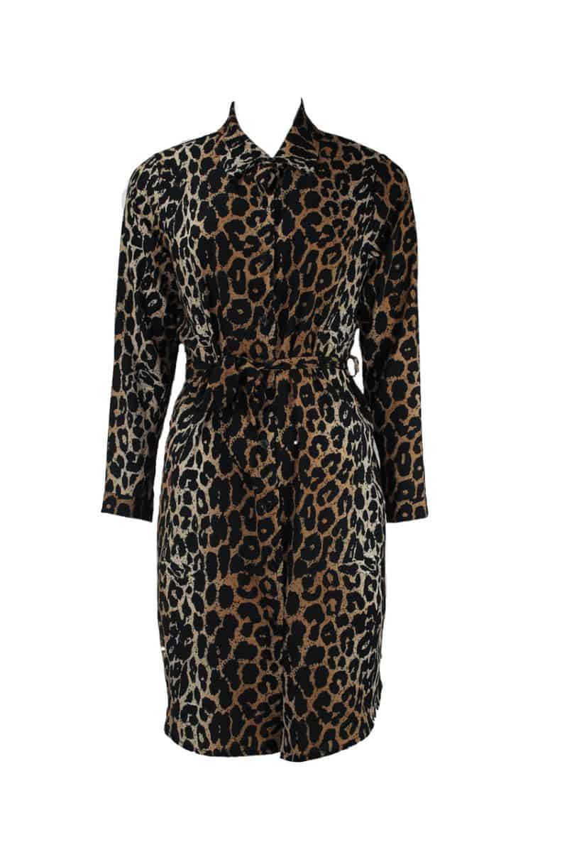 Leopard Blouse Dress Brown