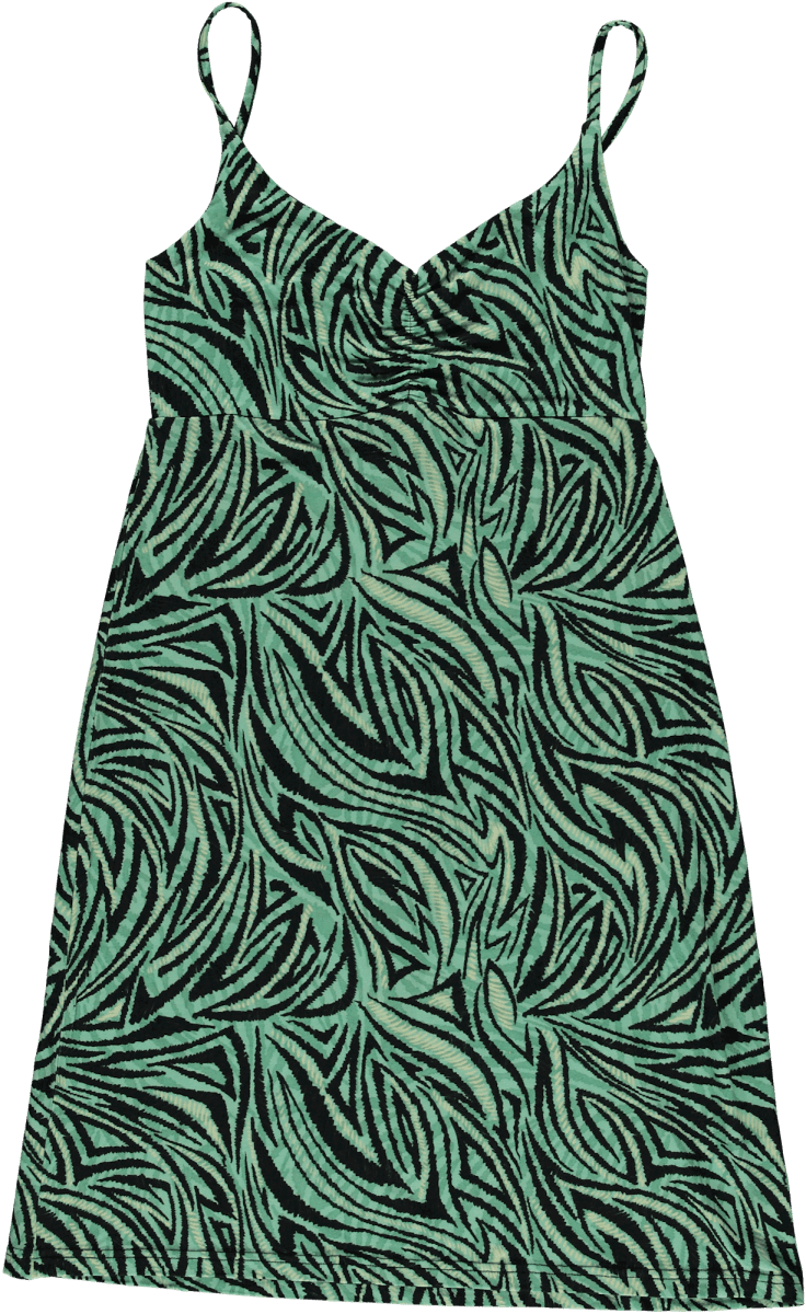 Geisha Dress Spaghetti AOP Ocean Green/Black 27150-60