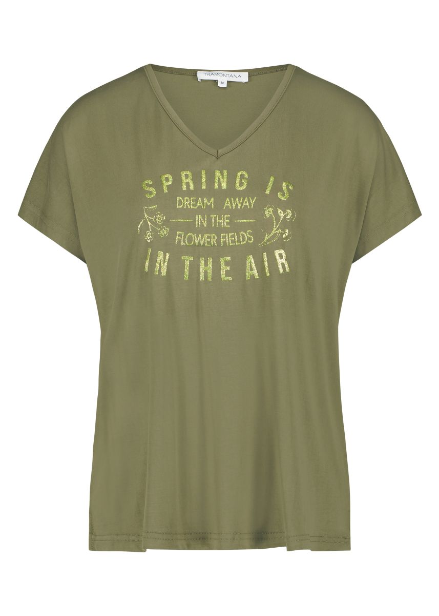 Tramontana T-Shirt Modal Spring Is In The Air Olive