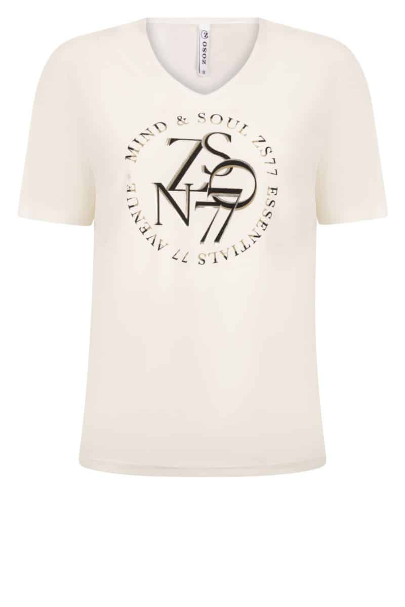 Zoso 221 Marcella Splendour T-Shirt Print Off White/Sand