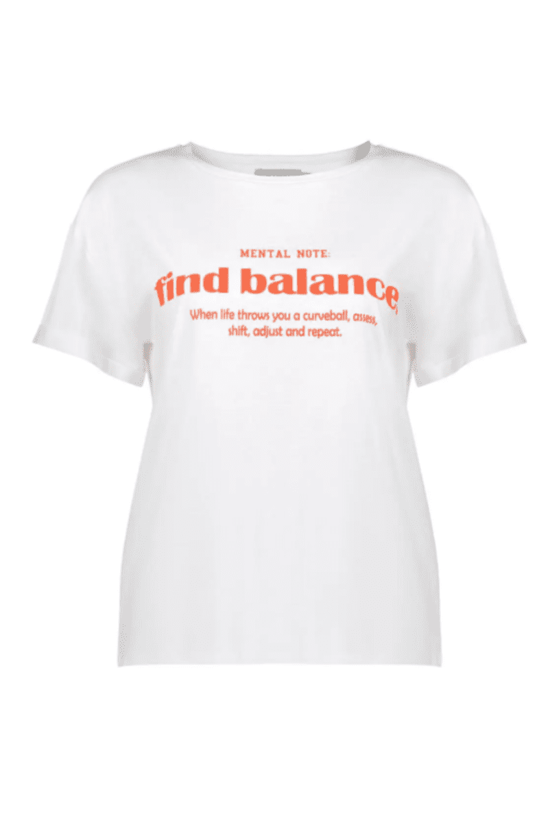 Geisha T-Shirt Find Balance Off-White/Coral