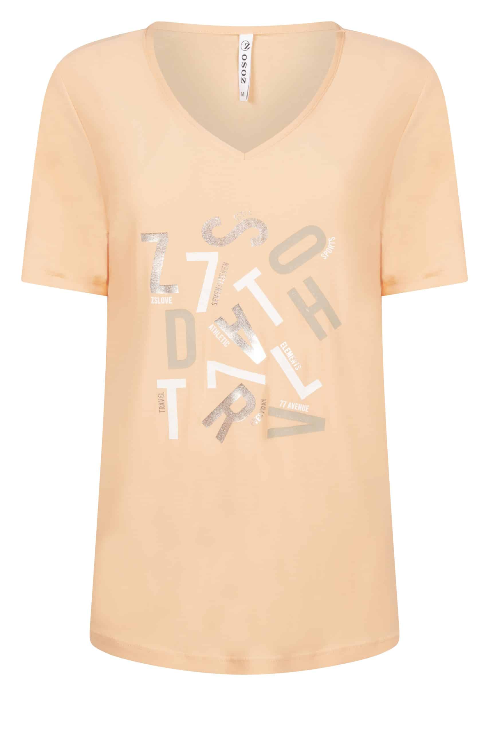 Zoso 222 Brenda Luxury T-Shirt With Artwork Peach
