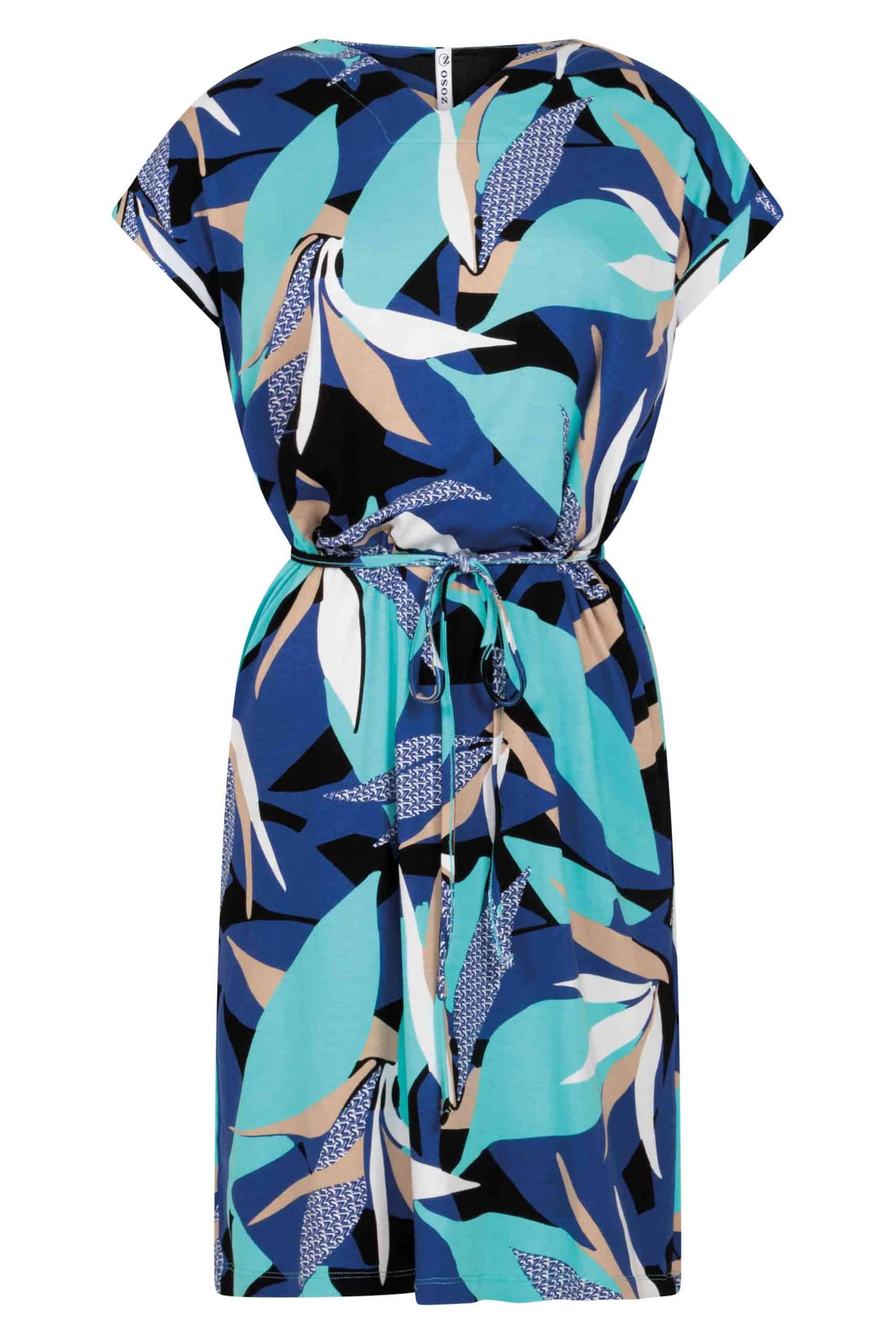 Zoso 223 Jacky Printed Dress Sea Blue