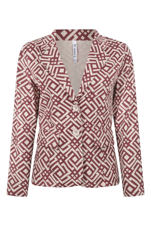 Zoso 224 Esther Printed Travel Blazer Ruby Red/Oatmeal