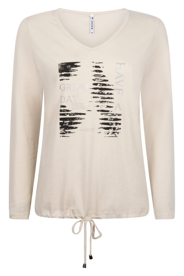 Zoso 224 Blake T-Shirt With Print Oatmeal/ Black