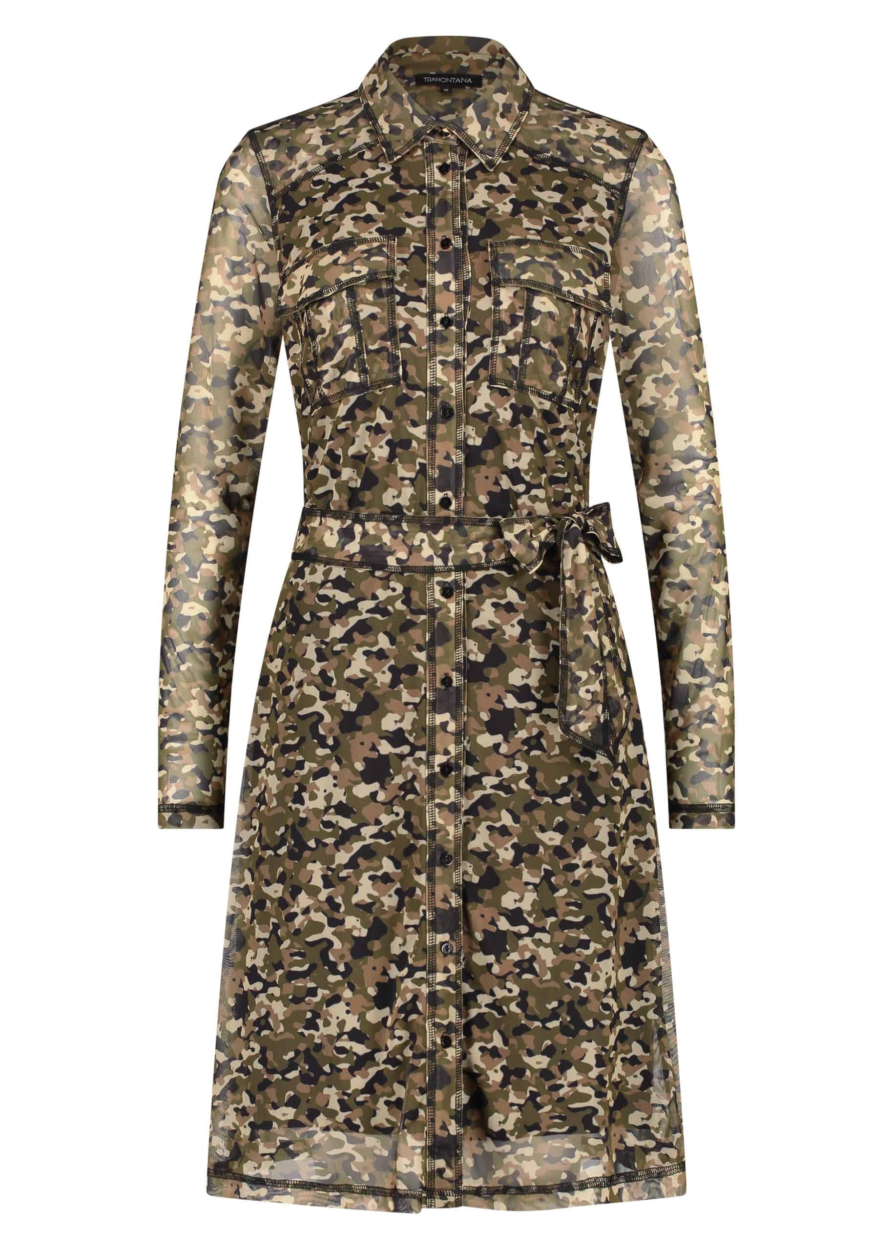 Tramontana Dress Mesh Camouflage Print Brown