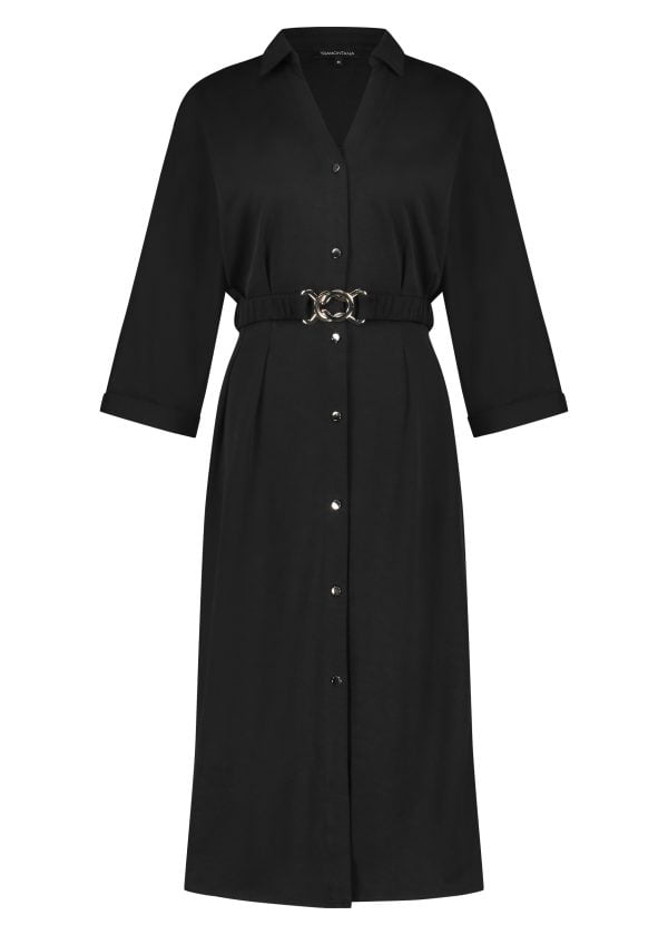 Tramontana Dress Modal Pleats Black