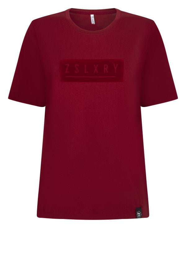 Zoso 224 Annelot Shirt With Flockprint Ruby Red/Tonal