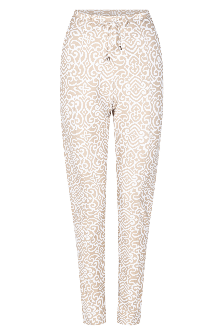 Behoefte aan monster pot ZOSO 231 Susan Printed Travel Pant Sand/Off White - Imperium Groningen