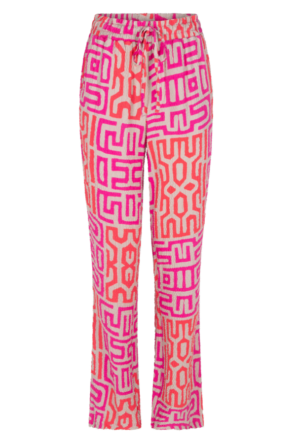 ZOSO 231 Larissa Fantasy Fabric Printed Trouser Sand/Pink