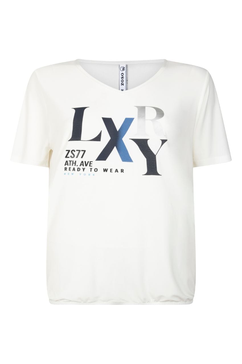 ZOSO 231 Dion Splendour T-Shirt With Artwork Off White/ Blue