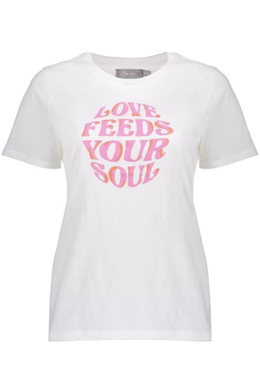Geisha T-Shirt Heart Letters 32134-24 Off-White/Pink
