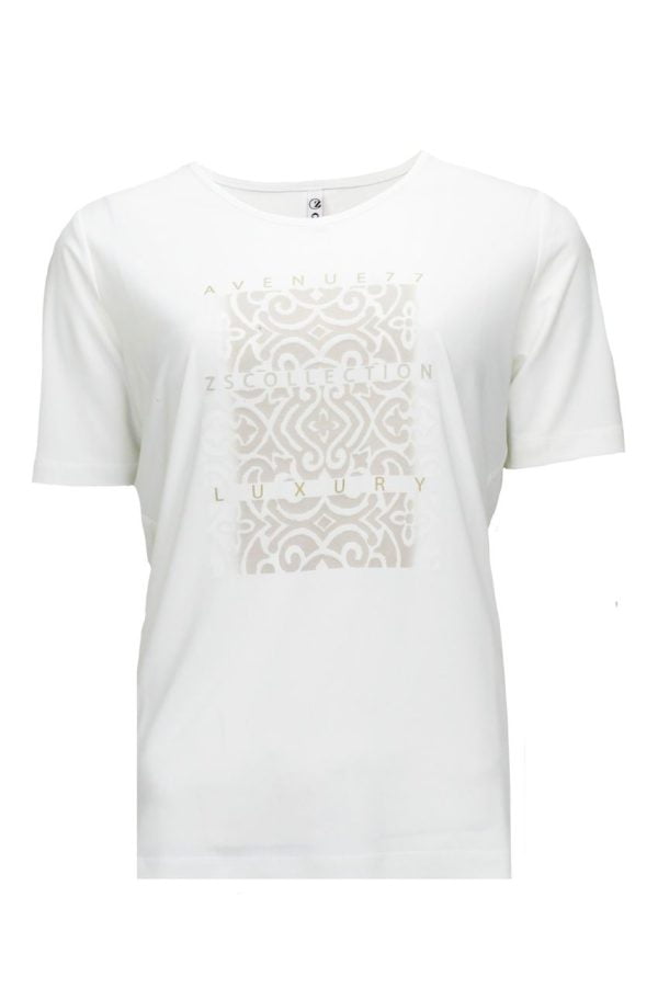 ZOSO 231 Marleen Splendour T-shirt With Print Off White/Sand