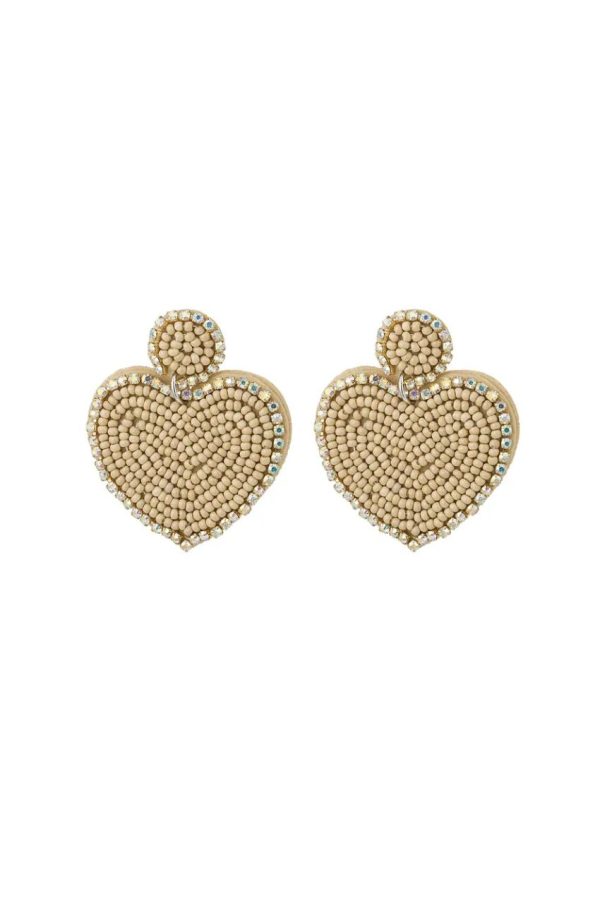 Earring Beads Heart & Circle Beige