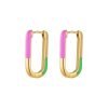 Square Earrings Color Block Pink & Green