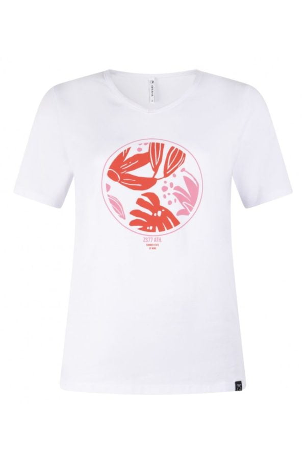 Zoso 232 Rosie T-Shirt With Artwork White/ Bright Pink