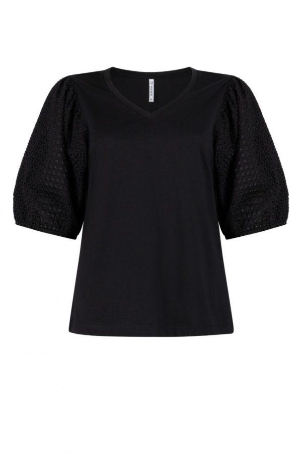 Zoso 232 Melanie T-Shirt With Embroderie Black