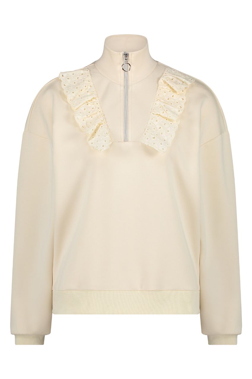 Tramontana C04-09-601 Sweater Zipper Embroidery Cream