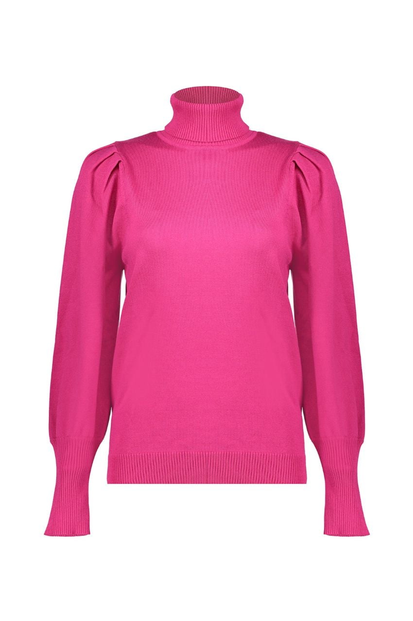 Geisha 34860-14 Pullover Col Pleated Shoulders Pink