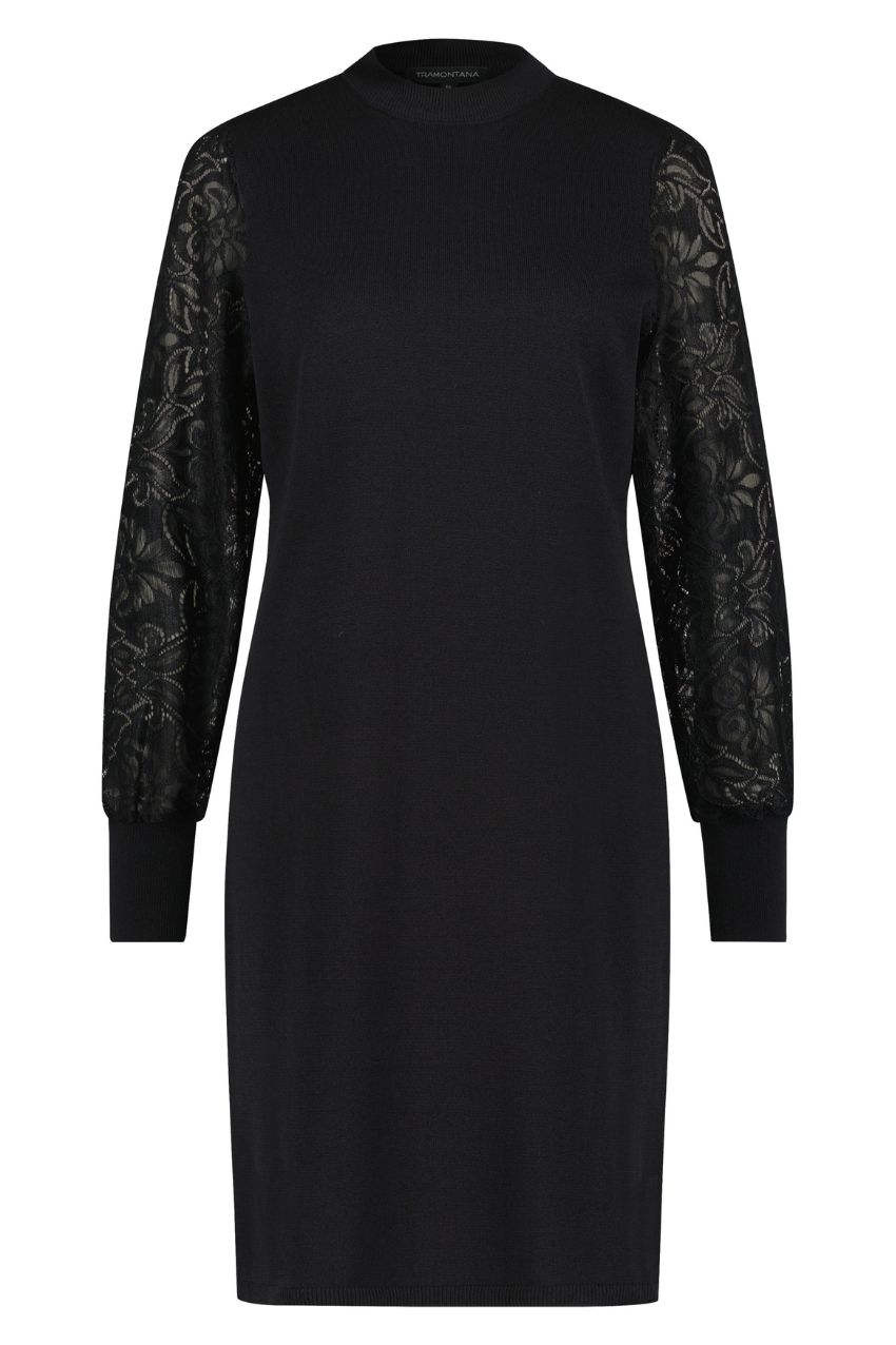 Tramontana Q03-10-501 Dress Knitted Lace Sleeves Black