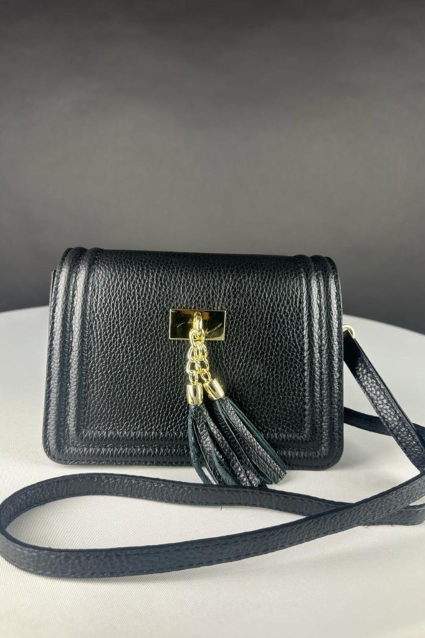 Leather Golden Hardware Bag Black