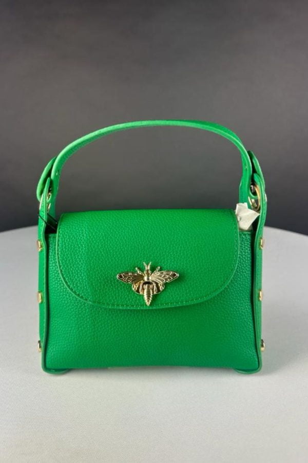 Leather Bee Bag Green