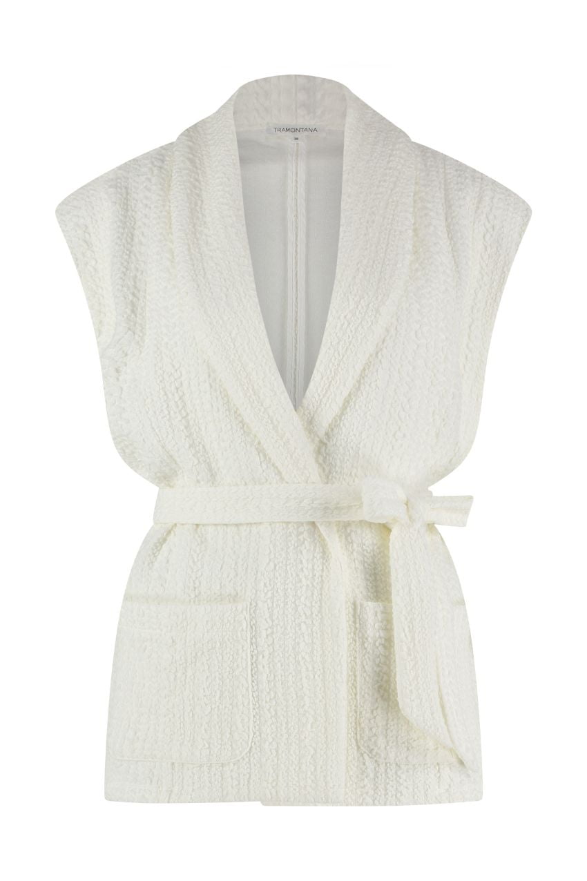 Tramontana Q14-11-801 Vest Self Fabric Waistband Off White