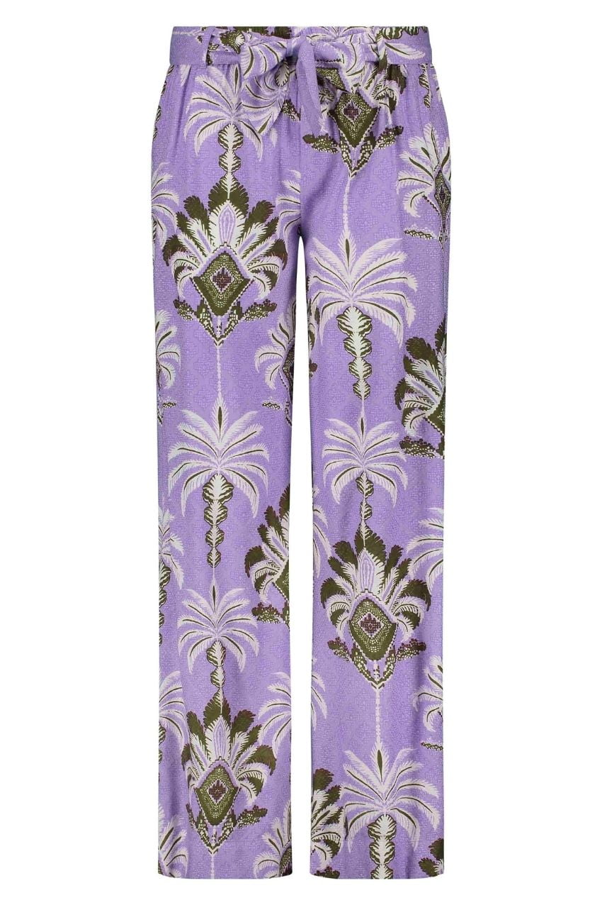 Tramontana A01-12-102 Trousers Purple Palm Print Purples