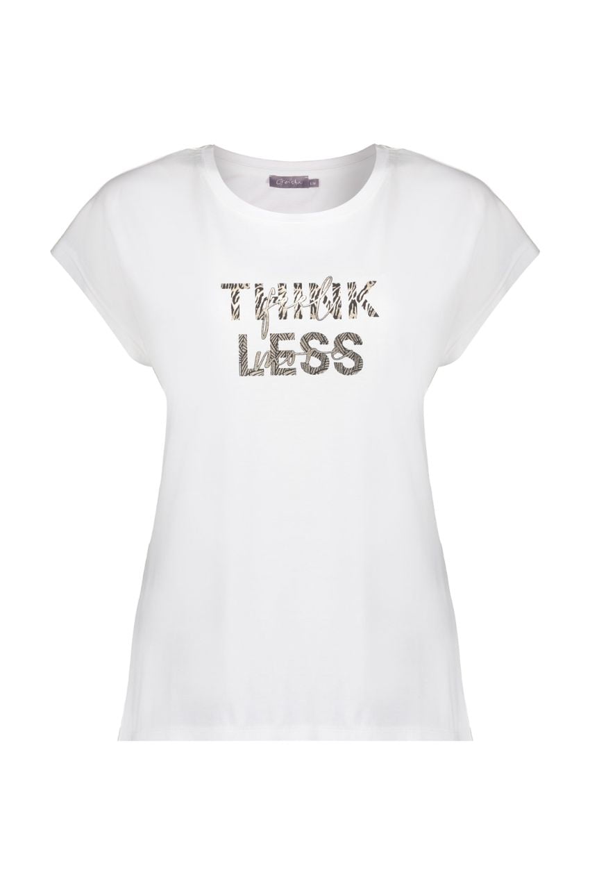 Geisha 42374-41 T-Shirt ‘Think Less’ Off-White/Gold