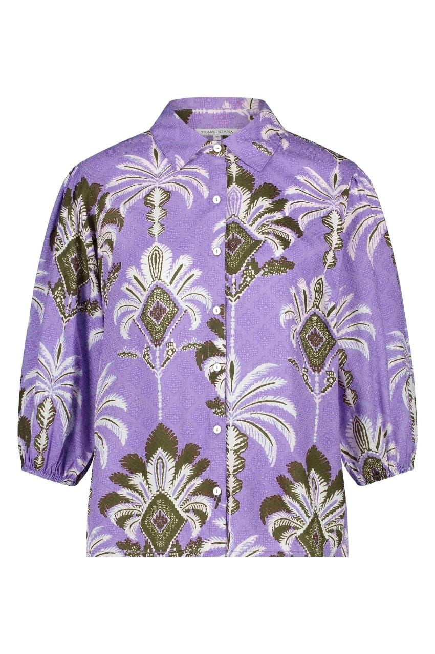 Tramontana A01-12-302 Blouse Purple Palm Print Purples